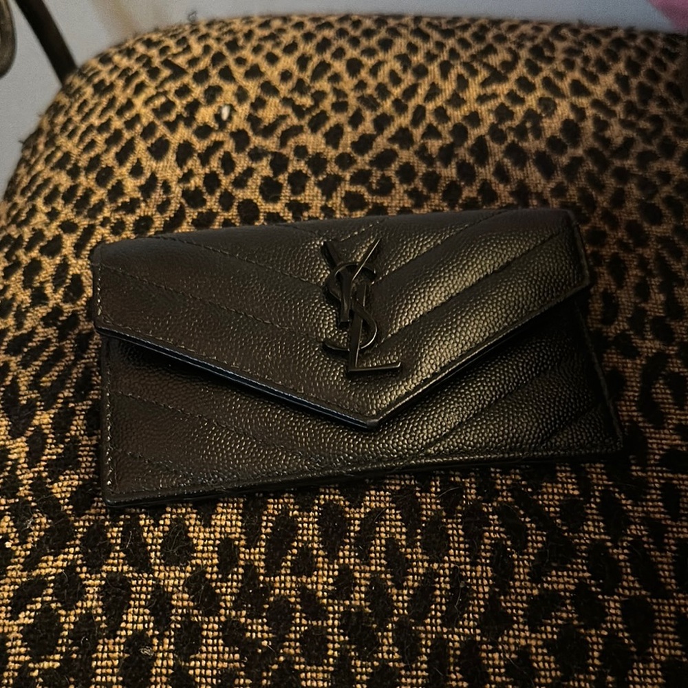 YSL Black Leather Card Wallet